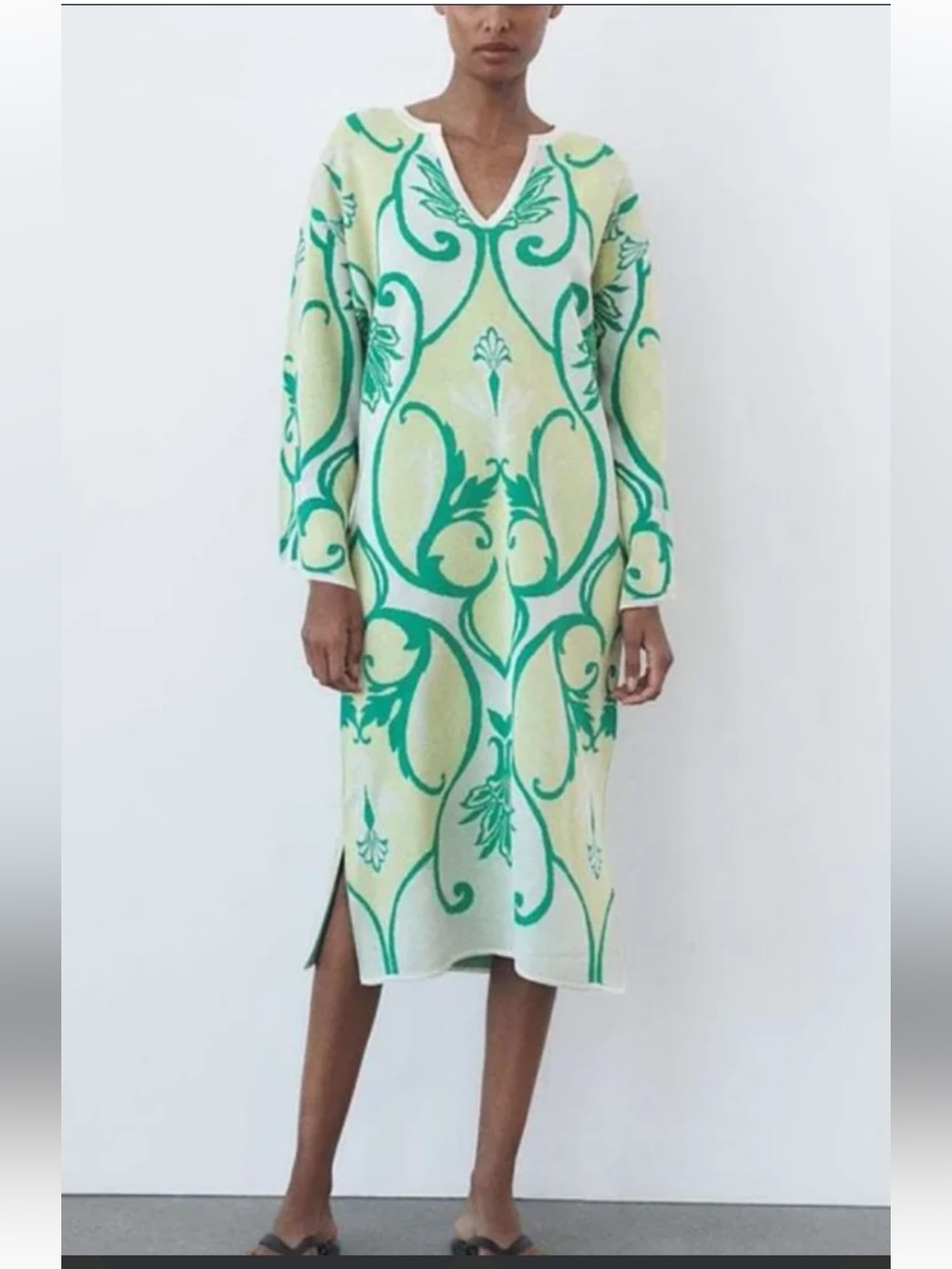 NWOT retail $179 size XL #Zara “Printed Jacquard Knit Tunic Dress”.